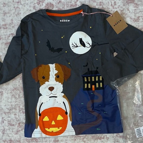 🛑SOLD Mini Boden NWT sz 6/7 Glow in dark Halloween shirt - Picture 2 of 4